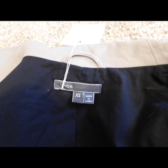 Vince Gray and Black Leather Jacket - Picture 5 of 7